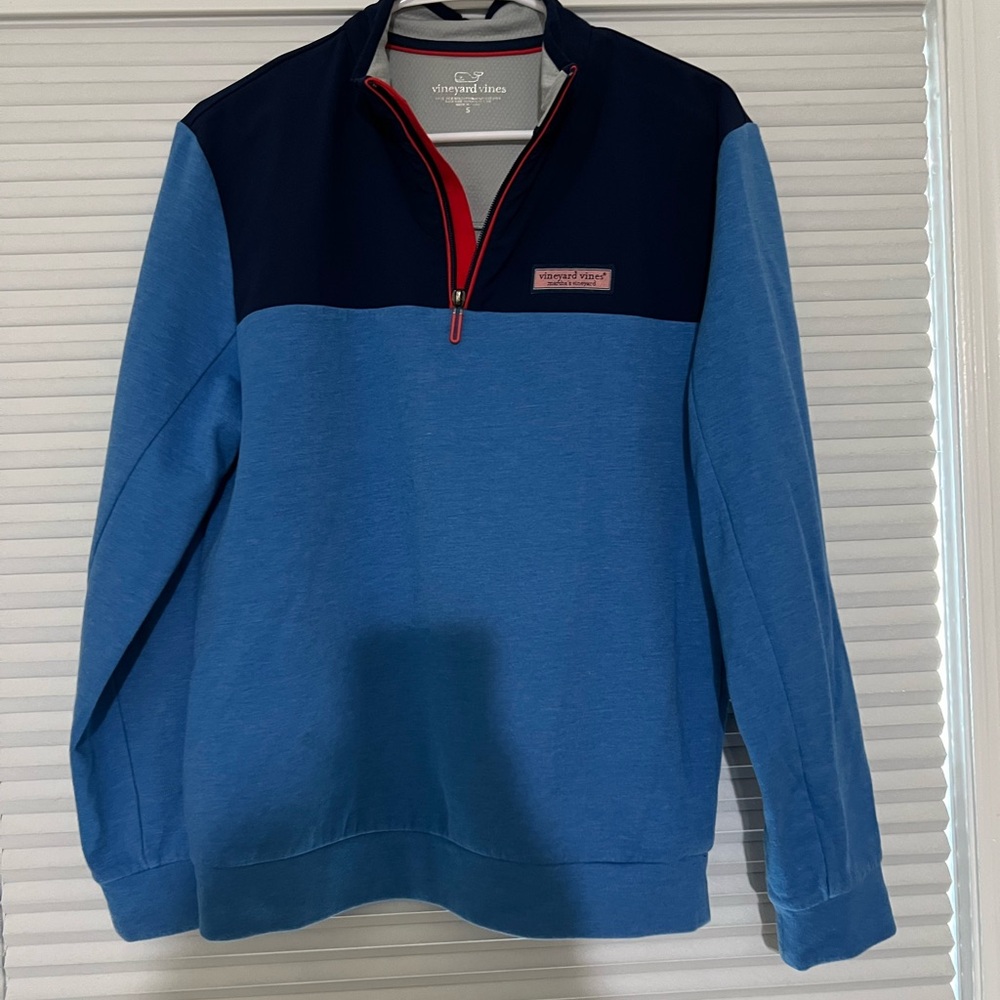 Vineyard Vines Men's Blue and Navy Zip-Up Sweater